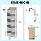 Over The Door Storage Organizer with 5 Extra Large Pockets & Side Mesh Pouches, Hanging Closet Door Organizer for Bedroom, Baby Nursery Storage, Anti-Tilt Design, Fits 1.6" Doors-Gray