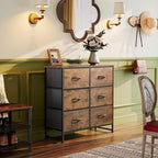 WLIVE Dresser for Bedroom with 6 Drawers, Rustic Brown Wood Grain Print