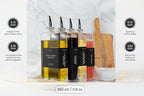Molimoli Olive Oil Dispenser Bottle for Kitchen, Automatic Pourer, Glass Dispenser for Kitchen, Olive Oil Cruet, | Set of 4 - Black