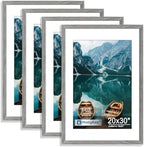 Hongkee 20x30 Frame Set of 4, 20 x 30 Grey Wood Style(Mat 16x24)