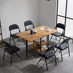 Simple Deluxe 6 Pack Folding Chairs with Leather Padded Cushion Seats & Durable Metal Frame, Comfortable, Foldable, Portable, Commercial Event Seat, Indoor Outdoor for Parties, Home, Office, Black