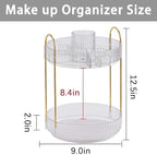 shuang qing Rotating Makeup Organizer for Vanity, High-Capacity Skincare Clear Make Up Storage Perfume Organizers Cosmetic Dresser Organizer Countertop 360 Spinning (Clear, New-2 Tier)