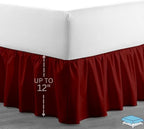Ruffle Bed Skirt with Split Corners, Microfiber Dust Ruffled for a Perfectly Tailored Bedding Ensemble, Wrinkle and Fade Free, Easy Fit, Full Size 12 Inch Drop, Burgundy