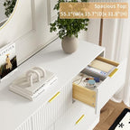 7 Drawer Fluted Dresser with Deep Drawers for Bedroom, White丨55 Wide Mid Century Dresser, Modern Chest of Drawers, Wood TV Stand Storage Organizer for Closet, Living Room, Hallway