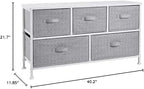 Amazon Basics Extra Wide Fabric 5-Drawer Storage Organizer Unit for Bedroom Closet, White