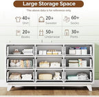 Bonnlo Fluted Dresser, 57" Wide Dresser Wood, Large 9 Drawer Dressers for Bedroom with Metal Handle, Wooden Dresser TV Stand, White