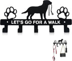 Dog Leash Holder for Wall, Key Holder Mount with 5 Metal Hooks, Pet Leash and Key Organizer, Screw Mounted Rack for Leashes Keys Collars, Entryway Garage Mudroom