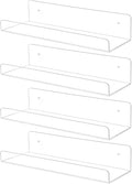 TONICE 4 Pack Acrylic Shelves for Wall 6in Floating Shelf Wall Mounted Set for Room, Bedroom, Bathroom, Kitchen, Living Room, Office Book Shelf Storage Decor