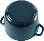 Flavehc Dutch Oven Pot with Lid 2.8 qt Cast Iron Dutch Oven for Bread Baking DarkCyan Enameled Cast Iron Rice Pot with Handels