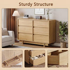 HOUROM Oak Dresser for Bedroom, 47in Modern 6 Drawer Chest of Drawers