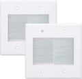 2 Gang Brush Wall Plate White 2 Pack, Double Gang Cable Management Kit for TV Coaxial, HDMI, Ethernet Cables, Speaker Wires and Power Cords Pass Through.
