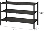 kiplant 3-Tier Black Bamboo Shoe Rack for Entryway, Stackable | Foldable | Natural, Shoe Organizer for Hallway Closet, Free Standing Shoe Racks for Indoor Outdoor