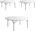 PRO&Family Commercial Round Folding Table, White Top, Powder-Coated Steel Frame, High-Impact Polyethylene Construction, Perfect for Wedding, Party, Shool, Church. (3, 72")
