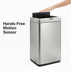 ELPHECO 13.2 Gallon Trash Can with Lid Motion Sensor, 50 Litre Brushed Stainless Steel Kitchen Trash Can Automatic with 10 Bags, Upgraded Silent-Closing, Fingerprint-Resistant, Kitchen, Office, Silver