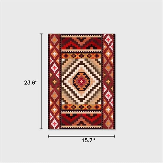 Vintage Boho Area Rugs Multicolor Ethnic Style Geometric Splicing Carpets Bedroom Living Room Kitchen Floor Mats Indoor Outdoor Non-Shedding Runner Rug Home Décor Carpet 1.3' X 2'