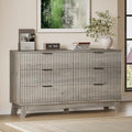 BORNOON 53" Long Dresser for Bedroom, 6-Drawer Dresser with Fluted Fronts, Wide Wood Chest of Drawers, Smooth Metal Slides, Stable Base, Modern Clothes Storage Cabinet for Living Room, Hallway