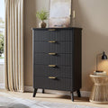 GarveeHome Fluted Dresser for Bedroom with 5 Deep Drawers, Black