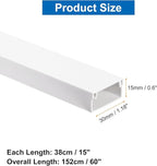 HARFINGTON 4pcs Cord Hider Wall 15inx1.18inx0.6in (LxWxH) PVC Cable Cover Self Adhesive Wire Hider Wall Mounted TV Cable Raceway for Cables Management (60in Total Length),White