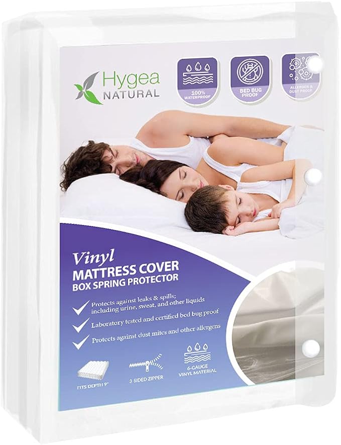 6 Gauge Vinyl Bed Bug Mattress/Box Spring Cover- Waterproof Encasement- Perfect for Bed wetting (California Long Twin)