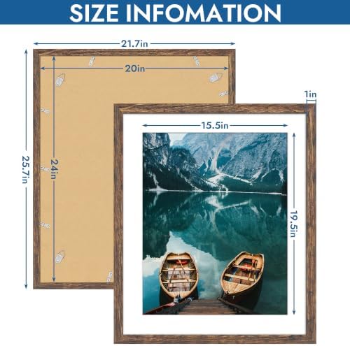 Hongkee 20x24 Picture Frame Set of 4, 20 x 24 Rustic Brown Wood Style