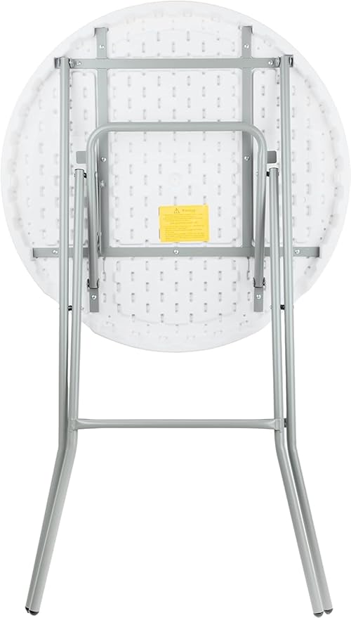 PRO&Family Commercial Round Folding Table, White Top, Powder-Coated Steel Frame, High-Impact Polyethylene Construction, Perfect for Wedding, Party, Shool, Church. (7, 32")