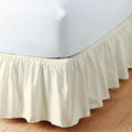 SlumberWell Queen Bed Skirt with Split Corners, Soft Microfiber, 21 Inch Drop, Ivory Solid, Elegant Ruffled Design