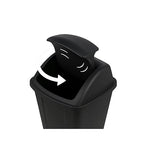 13-Gallon Black Plastic Kitchen Trash Can with Swing Top Lid