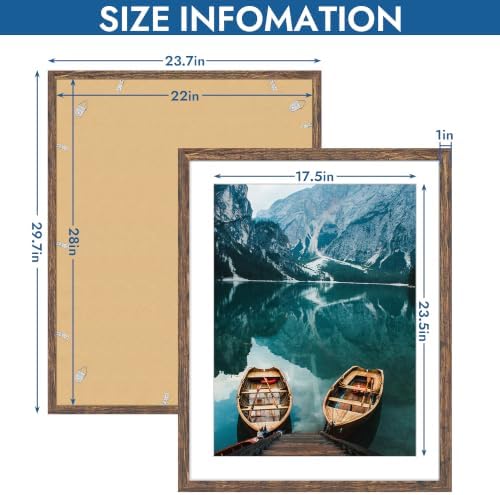 Hongkee 22x28 Frame Set of 4, 22 x 28 Rustic Brown Wood Style(Mat 18x24)