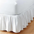 SlumberWell Queen Bed Skirt with Split Corners, Soft Microfiber, 21 Inch Drop, White Solid, Elegant Ruffled Design