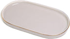 Ceramic Jewelry Dish, Perfume Vanity Tray, 7x4 Decorative Catch All Bowl for Trinket Key Ring, Small Bathroom Counter Tray, Soap Tray for Kitchen Sink (Grey)