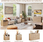LEYAOYAO Fluted Nightstand with Charging Station, 23" Modern Night Stand with Woodgrain Top, 2 Drawers End Table w/Storage, Bedside Tables for Bedroom, Living Room, Curved Profile Design,Wood
