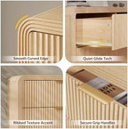 Decofy 47" W Fluted 6-Drawer Dresser for Bedroom, Natural Oak