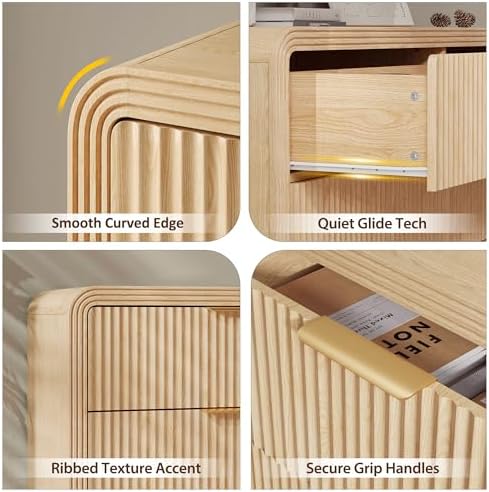 Decofy 47" W Fluted 6-Drawer Dresser for Bedroom, Natural Oak