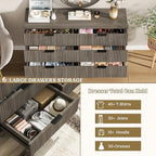 Wood Tall 6 Drawers Dresser, 53.2" W Fluted Modern Dressers for Bedroom