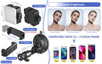 LenTok Suction Cup Mirror Phone Holder with Light, Travel Wall Phone Camera Mount for Makeup Content Creator Essentials, Mirror Tripod for Bathroom Kitchen Compatile with All Smooth Surface