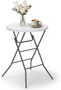 32" Round Folding Table, Portable Bar Height Folding Table with Detachable Legs, Round Foldable Table with HDPE Top for Standing Parties, Balcony, Event, Indoor Outdoor Use (White, 1 Pack)