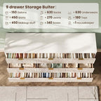 63" Wide Fluted 9 Drawers Dresser for Bedroom,Curved Edge,White