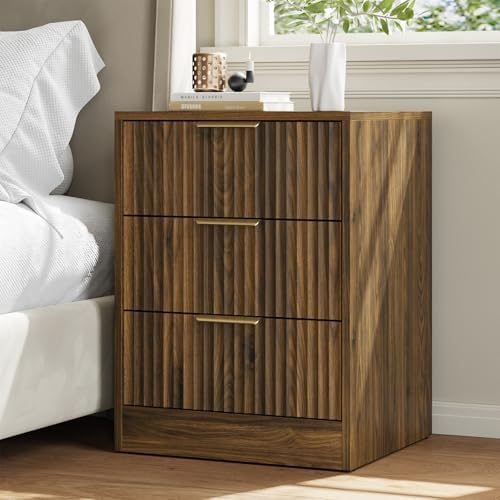 9 Drawer Dresser & 3-Drawer Nightstand Set 3-Piece, Walnut丨63 Long Dresser Set Night Stand Set of 2 with Metal Handle, Modern Wood Chest of Drawers Storage Dressers Set for Bedroom