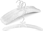 HOUSE DAY 17 Inch Satin Padded Hangers for Women, 4 Pack Heavy Duty Silk Hangers with Swivel Hooks, No Shoulder Bump Thick Foam Hangers for Sweater, Wedding Dress, Coat & Delicate Cashmere - White