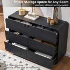 Standifurno Curved Dresser with 6 Drawers, 47" Wide Chest of Drawers with Clothes Storage Organizer, Wood Dresser Closet for Living Room, Hallway (Black)