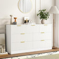 7 Drawer Fluted Dresser with Deep Drawers for Bedroom, White丨55 Wide Mid Century Dresser, Modern Chest of Drawers, Wood TV Stand Storage Organizer for Closet, Living Room, Hallway