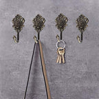2Pcs Curtain Tiebacks Hook Vintage Bronze Rose Pattern Carved Wall Hooks Key Hook Clothes Hanger Bathroom Bedroom Multi-Function Decorative Hook with Screws