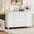 Chrangmay Modern 6 Drawers Dresser Chests for Bedroom,TV Stand,47.2 Wide Chest of Drawers with Handle,Clothes Organizer,Large Storage Cabinet for Living Room,Hallway,with Anti-Tipping Device,Cream