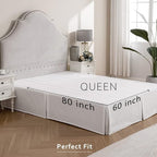 MIYE Pleated Waffle Weave Bed Skirt, Tailored Dust Ruffle 18 Inch Drop Easy Fit, Machine Washable, No Split Corners (White, Queen - 18" Drop)