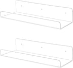 TONICE 2 Pack Acrylic Shelves for Wall 15in Floating Shelf Wall Mounted Set for Room, Bedroom, Bathroom, Kitchen, Living Room, Office Book Shelf Storage Decor