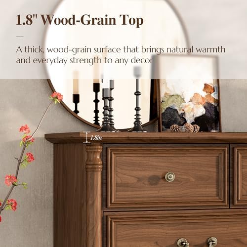 Farmhouse 9-Drawer Dresser with Charging Station for Bedroom