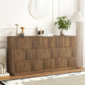 9 Drawer Fluted Dresser for Bedroom with Deep Drawers, Walnut丨63 Wide Wood Dresser, Large Chest of Drawers, Modern Long TV Stand, Storage Cabinet Side Table for Living Room, Hallway