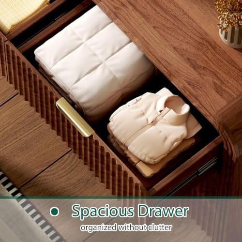 Ieejdn 55.12" Modern Chest of Drawer, 8 Deep Drawers,Clothes Organizer,Large Storage Cabinet for Living Room, Bedroom,Dresser TV Stand, Wood Drawer Organizer for Living Room, Hallway, Walnut