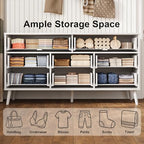 Fluted Dresser for Bedroom with 8 Drawers, Wooden Dresser with Metal Handle, White Dresser for Bedroom, Wood Closet for Hallway, Modern Storage Organizer for Living Room BDR104WW