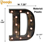 Pooqla Vintage Light Up Marquee Letters with Lights – Illuminated Industrial Style Lighted Alphabet Letter Signs - Coffee Bar Apartment Bedroom Wall Home Initials Decor A-Z